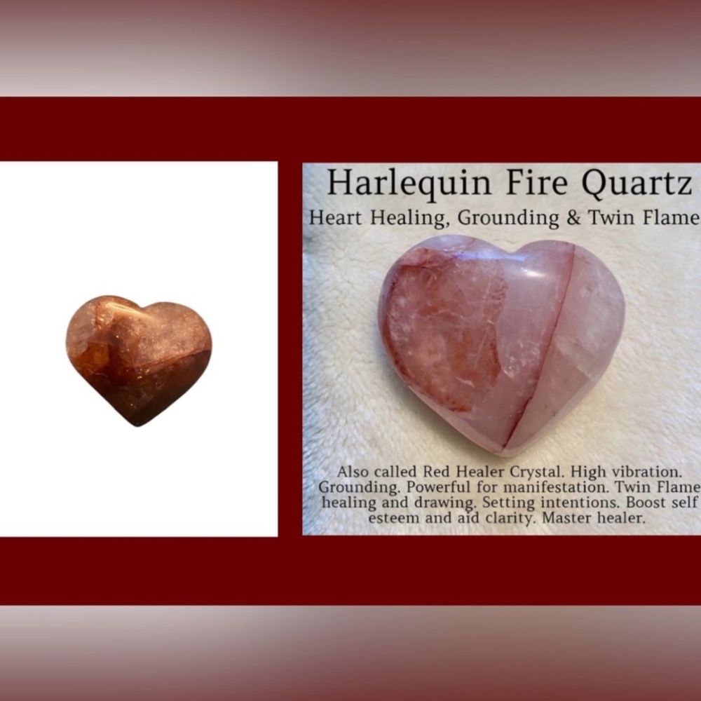 Fire quartz, all natural with healing properties heart crystal